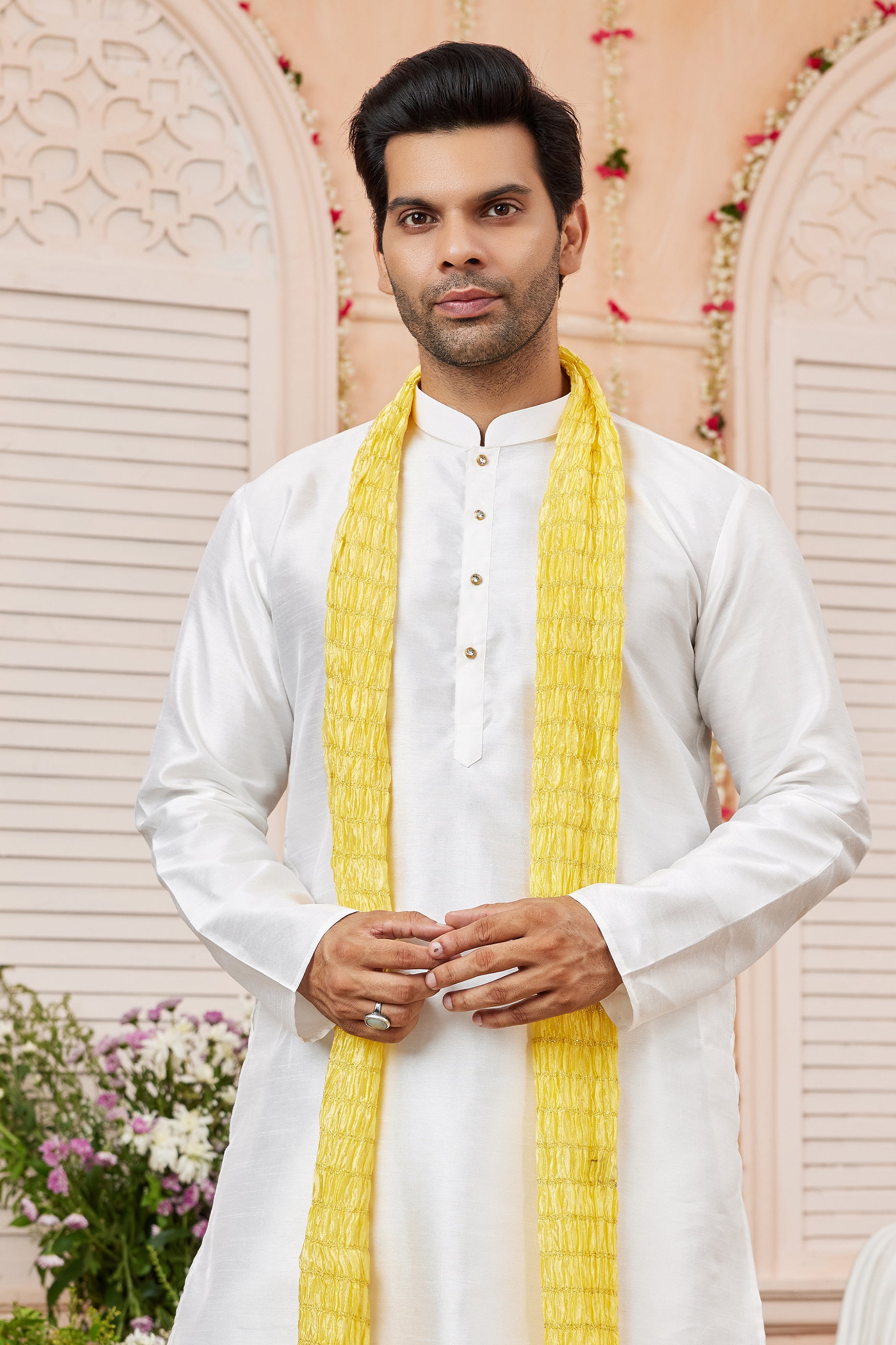Cream Silk Kurta Pajama-SAR11394_3_SareeButa.com