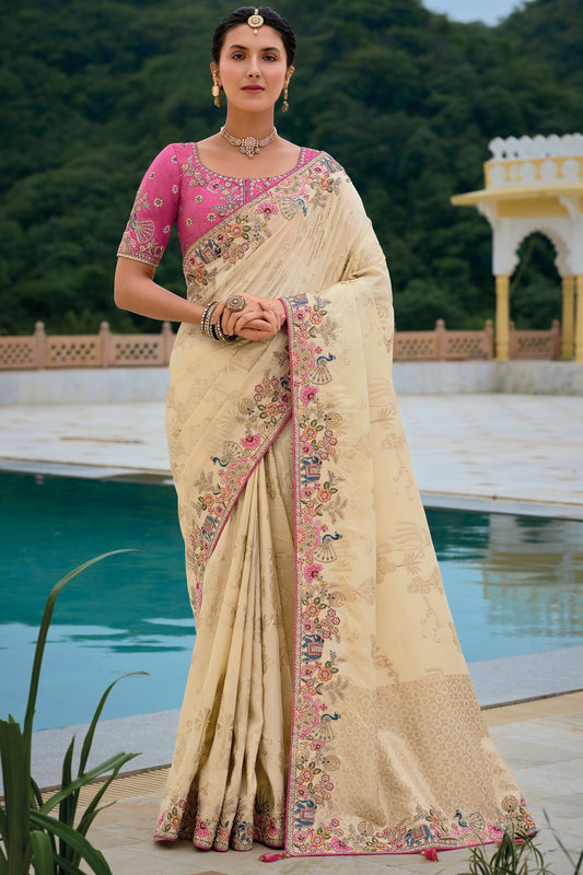 Cream Woven Banarasi Saree-ZB133331_1_SareeButa.com