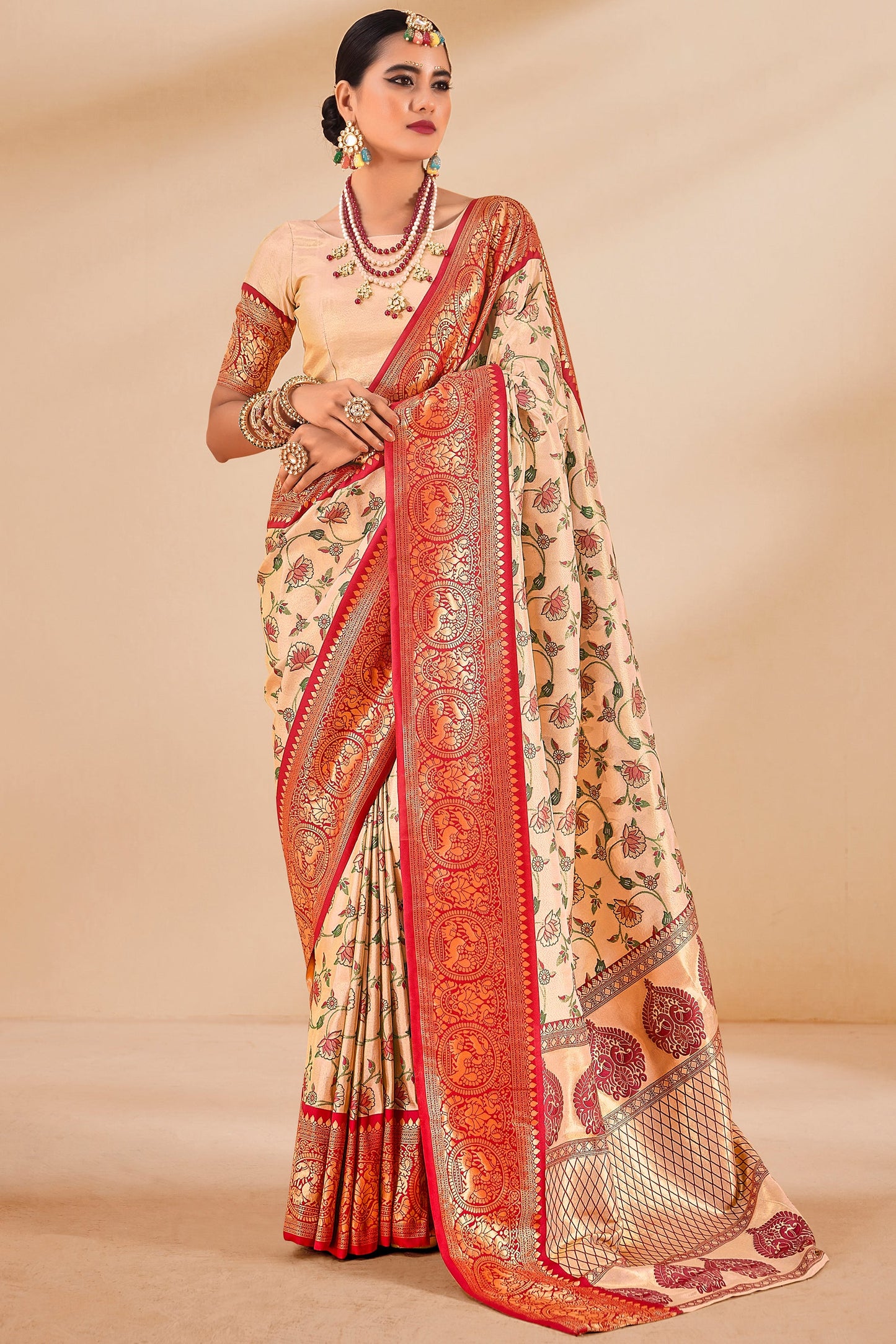 Cream Woven Dharmavaram Tissue Silk Saree-ZB133800_1_SareeButa.com