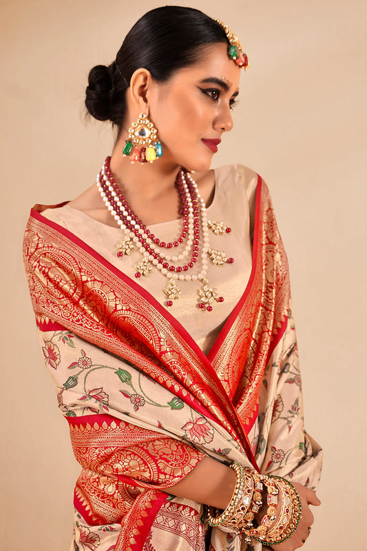 Cream Woven Dharmavaram Tissue Silk Saree-ZB133800_2_SareeButa.com