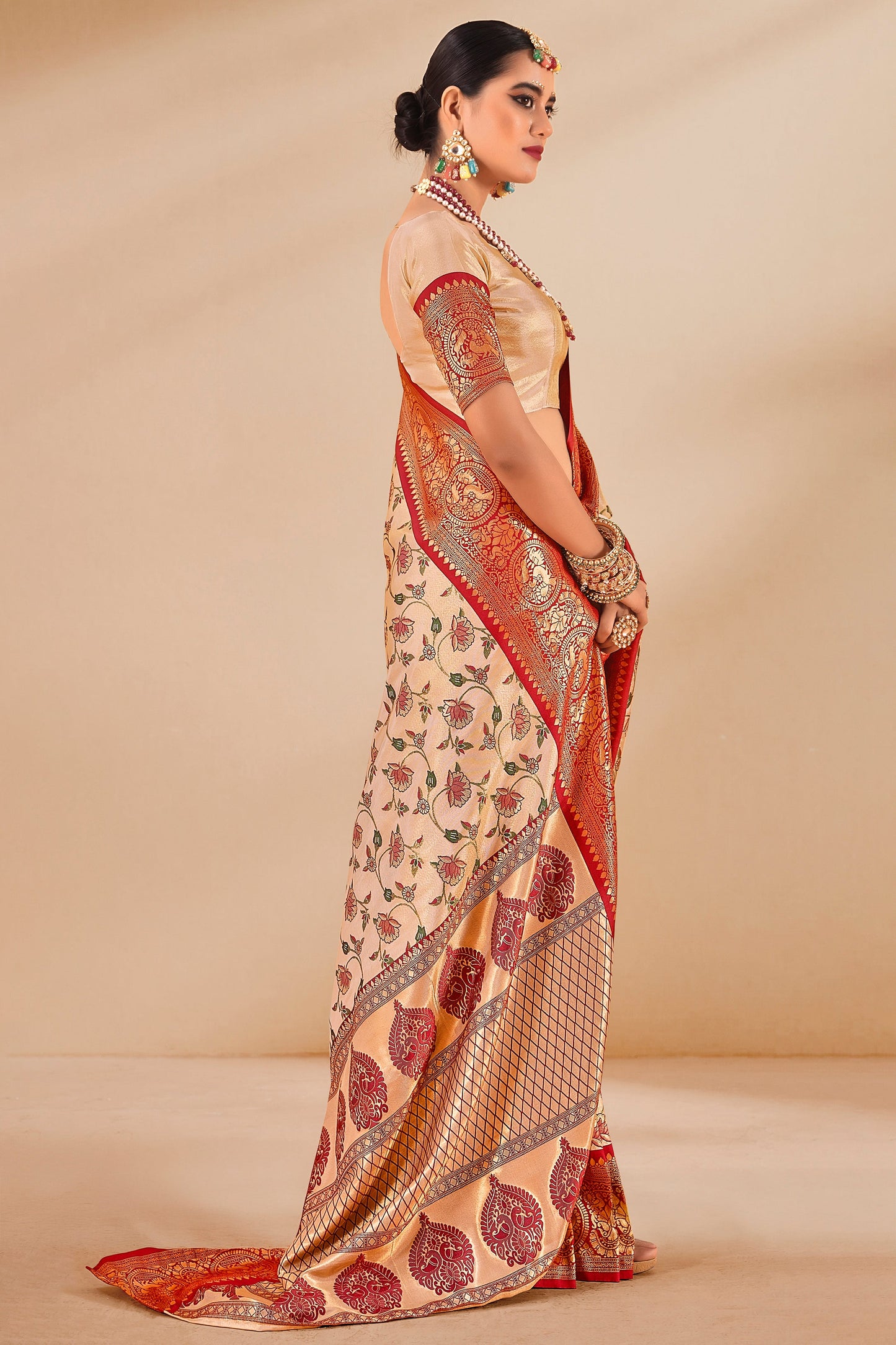 Cream Woven Dharmavaram Tissue Silk Saree-ZB133800_3_SareeButa.com