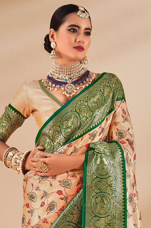 Cream Woven Dharmavaram Tissue Silk Saree-ZB133801_2_SareeButa.com