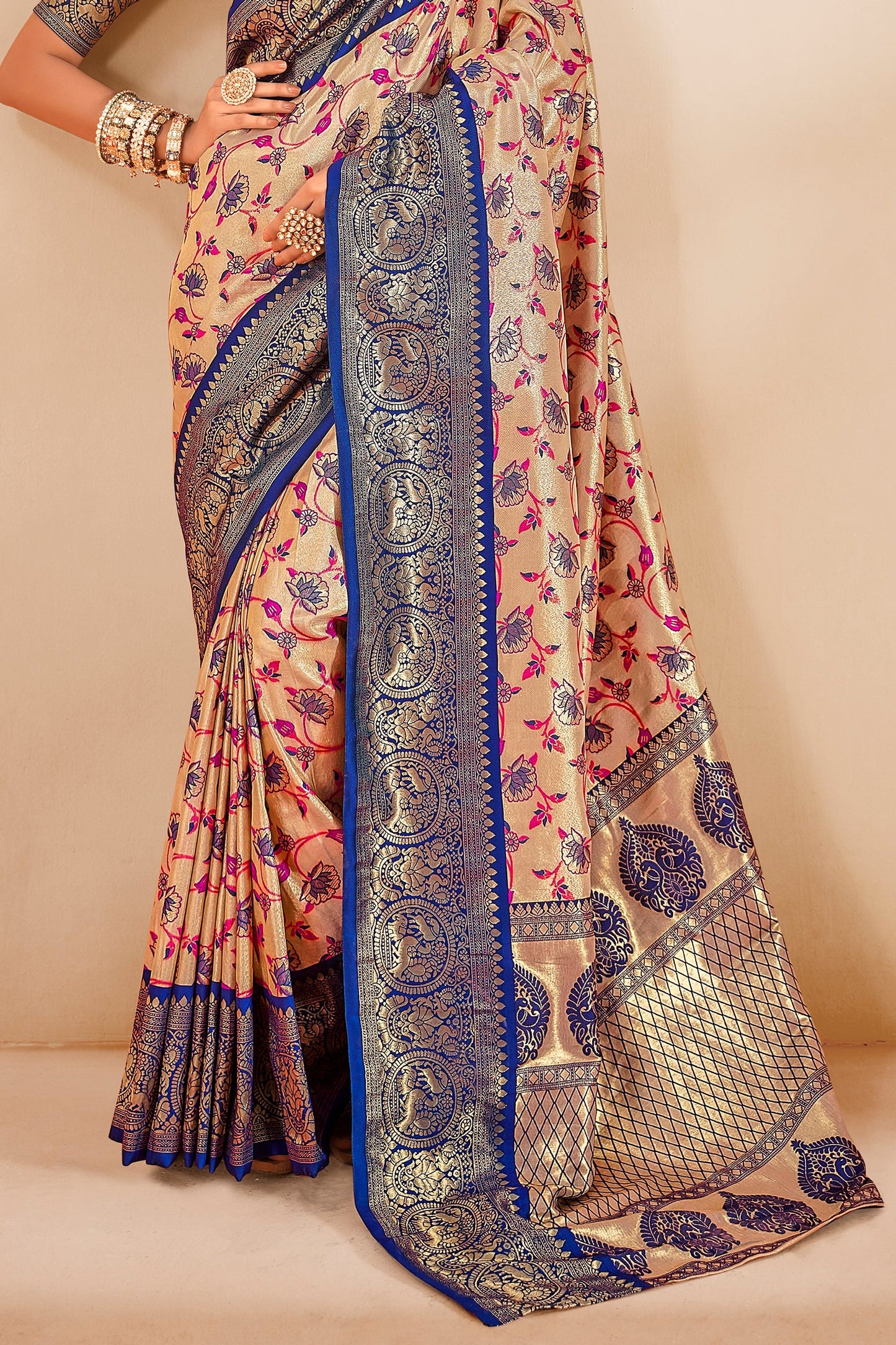Cream Woven Dharmavaram Tissue Silk Saree-ZB133803_4_SareeButa.com