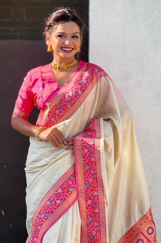 Cream Woven Paithani Saree-ZB134851_2_SareeButa.com