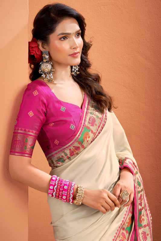 Cream Woven Patola Silk Saree-SAR10034_2_SareeButa.com