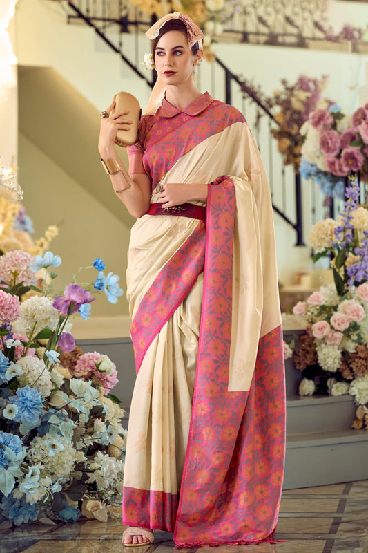 Cream Woven Silk Saree-ZB133408_1_SareeButa.com