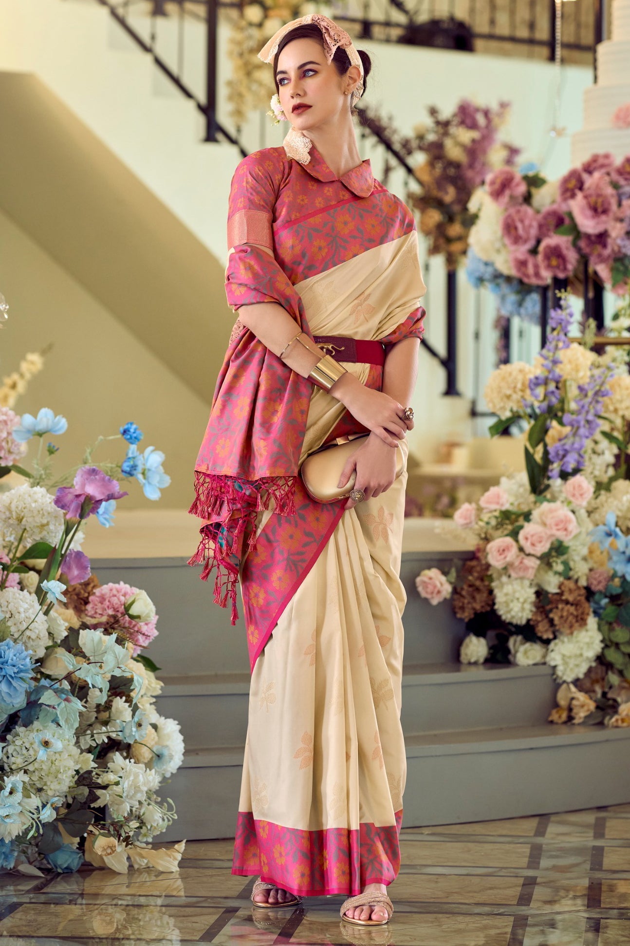 Cream Woven Silk Saree-ZB133408_3_SareeButa.com