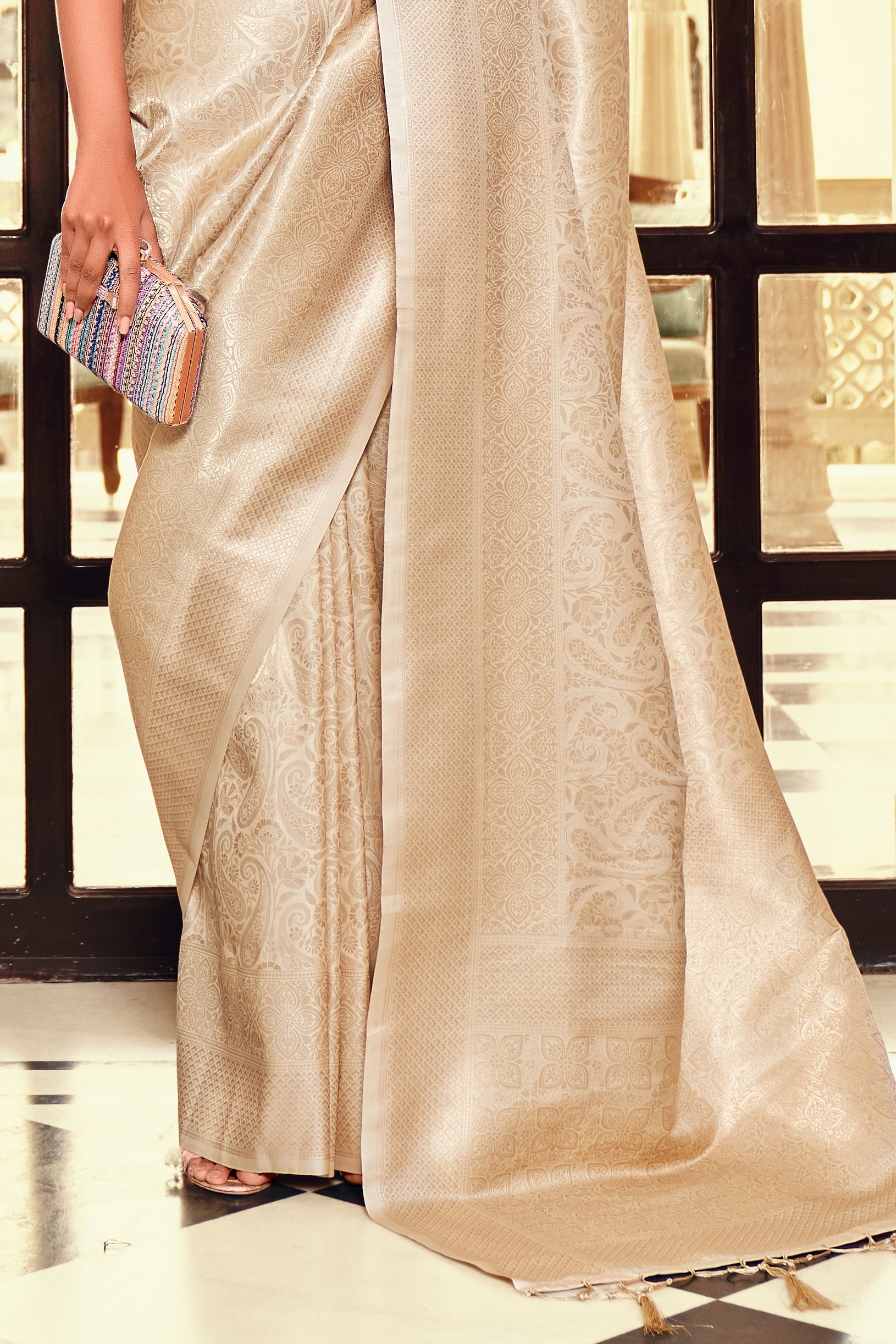 Cream Woven Silk Saree-ZB134147_4_SareeButa.com