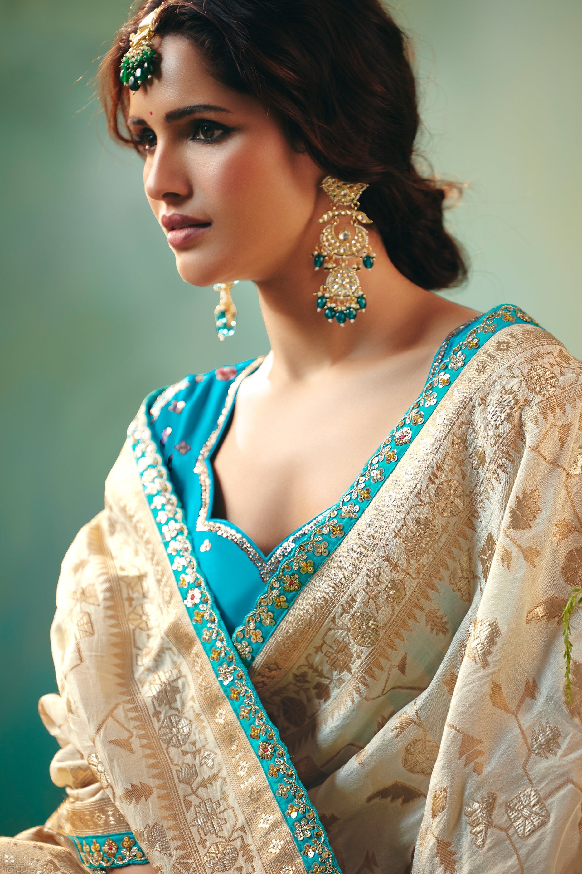 Cream Woven Viscose Silk Banarasi Saree-SAR10574_2_SareeButa.com