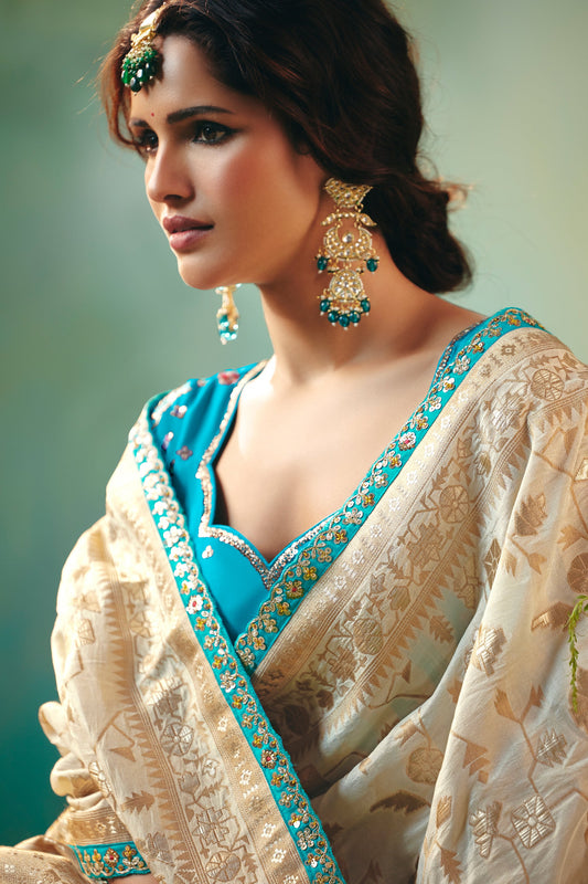 Cream Woven Viscose Silk Banarasi Saree-SAR10574_2_SareeButa.com