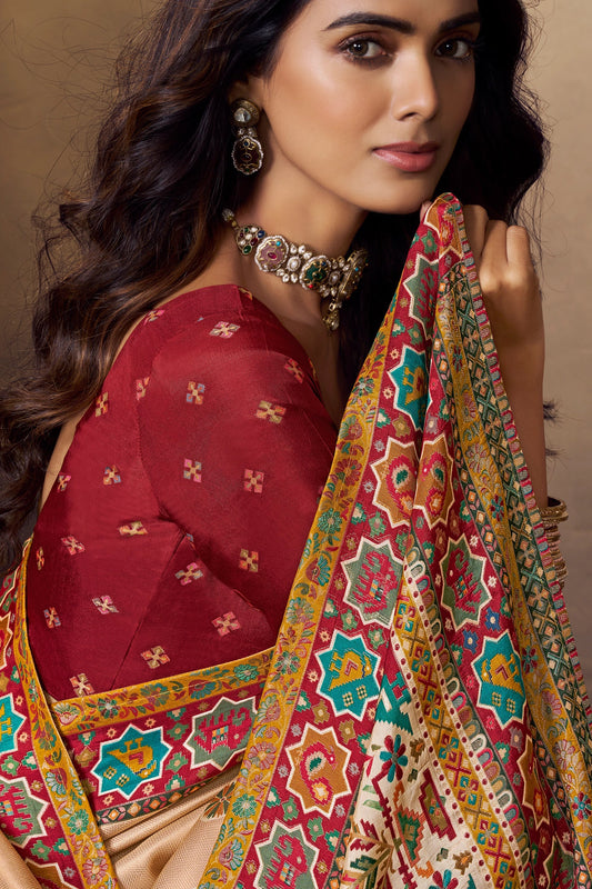 Cream Woven Viscose Silk Saree-SAR11022_2_SareeButa.com