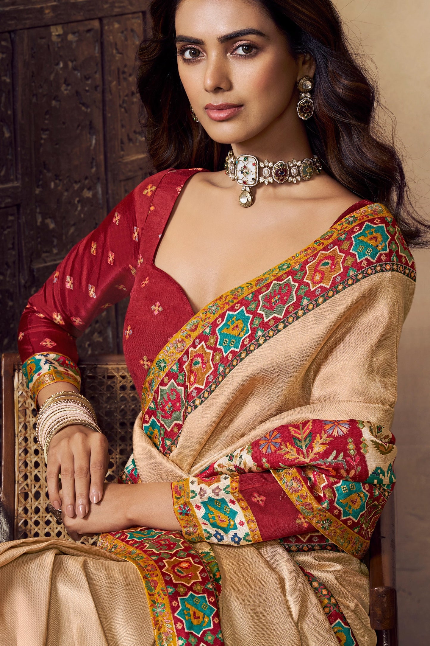 Cream Woven Viscose Silk Saree-SAR11022_3_SareeButa.com