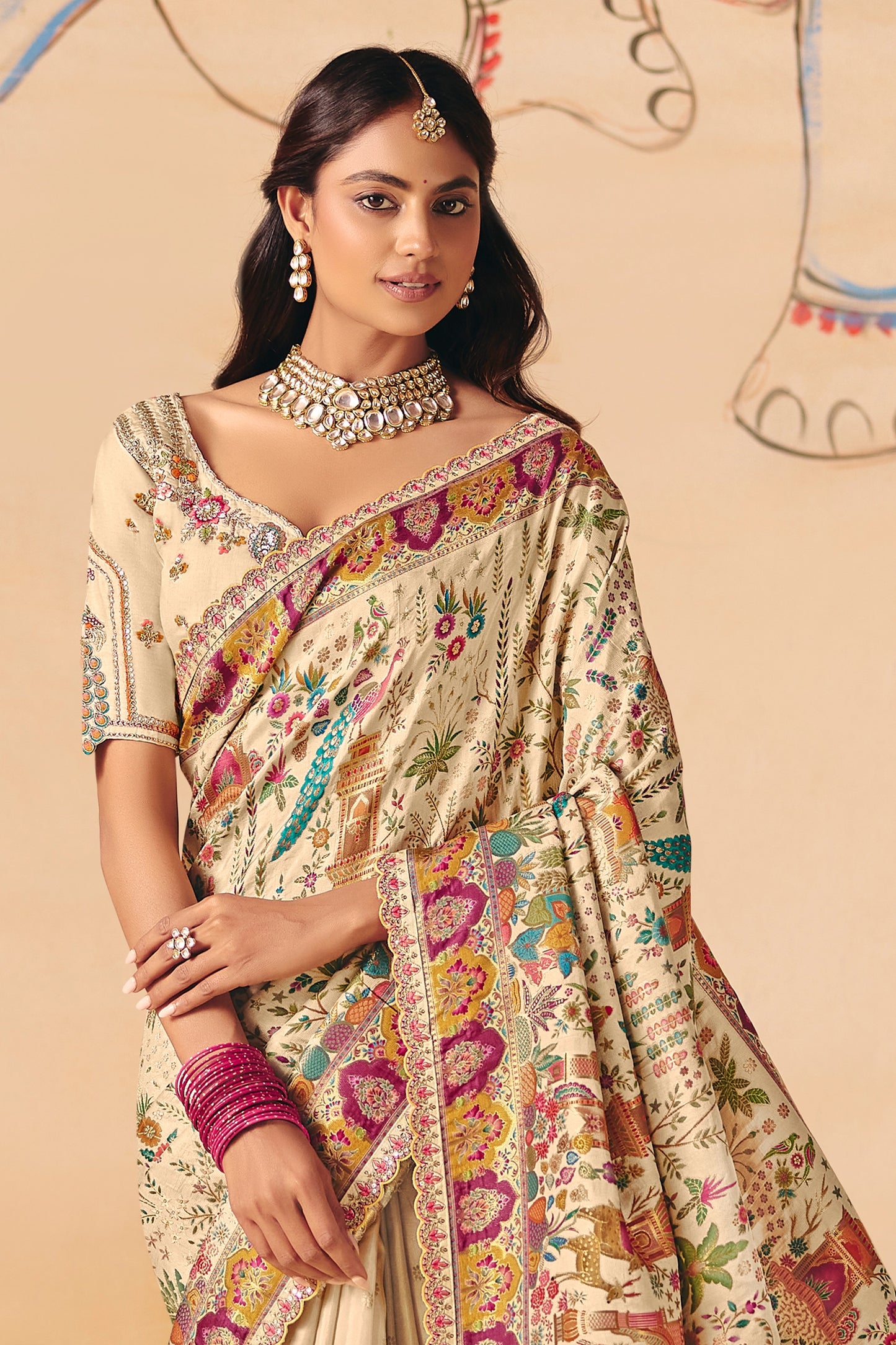 Cream Zari Work Dola Silk Saree With Embroidery-SAR12068_4_SareeButa.com