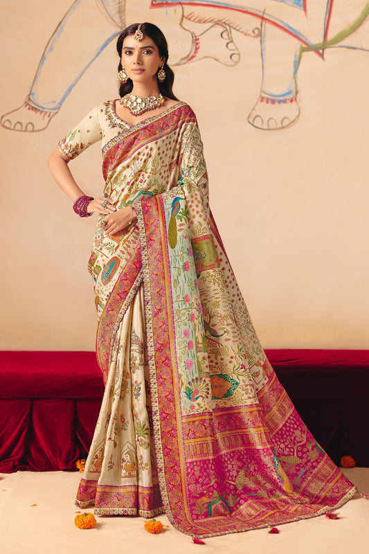 Cream Zari Work Dola Silk Saree With Embroidery-SAR12071_1_SareeButa.com