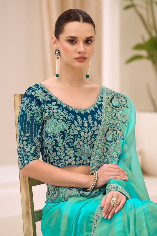 Cyan Blue Embroidered Tissue Georgette Saree-SAR12450_2_SareeButa.com