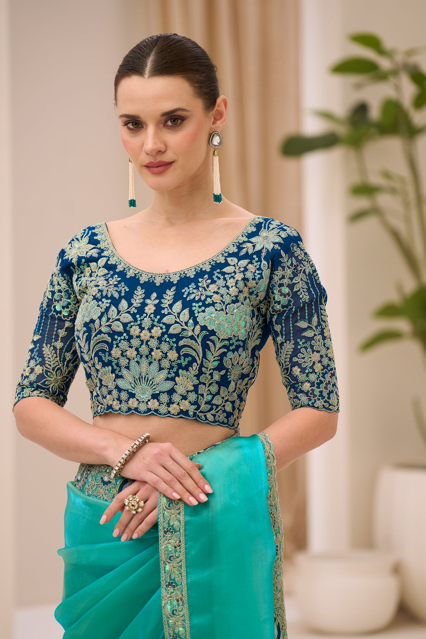 Cyan Blue Embroidered Tissue Georgette Saree-SAR12450_3_SareeButa.com