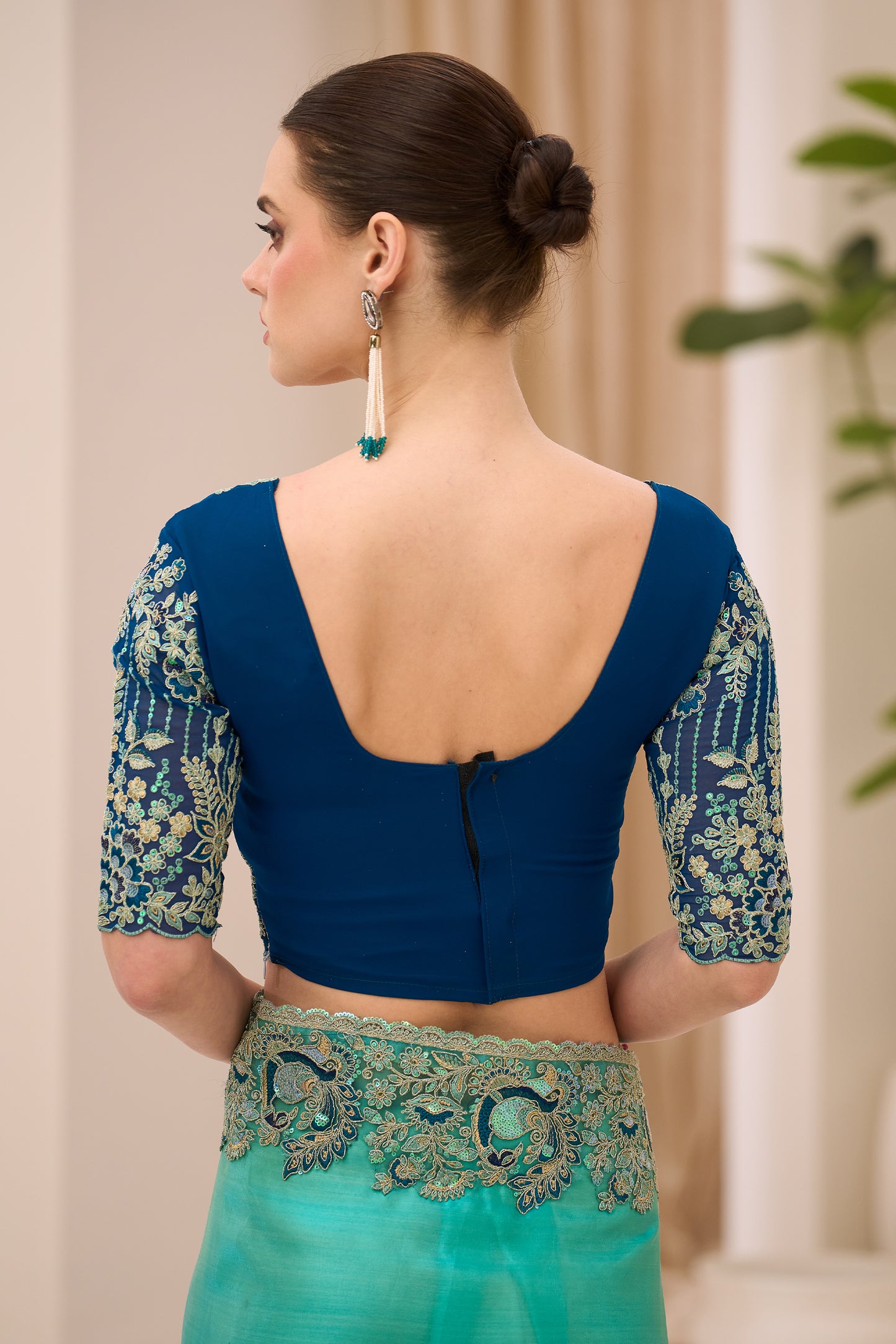 Cyan Blue Embroidered Tissue Georgette Saree-SAR12450_4_SareeButa.com