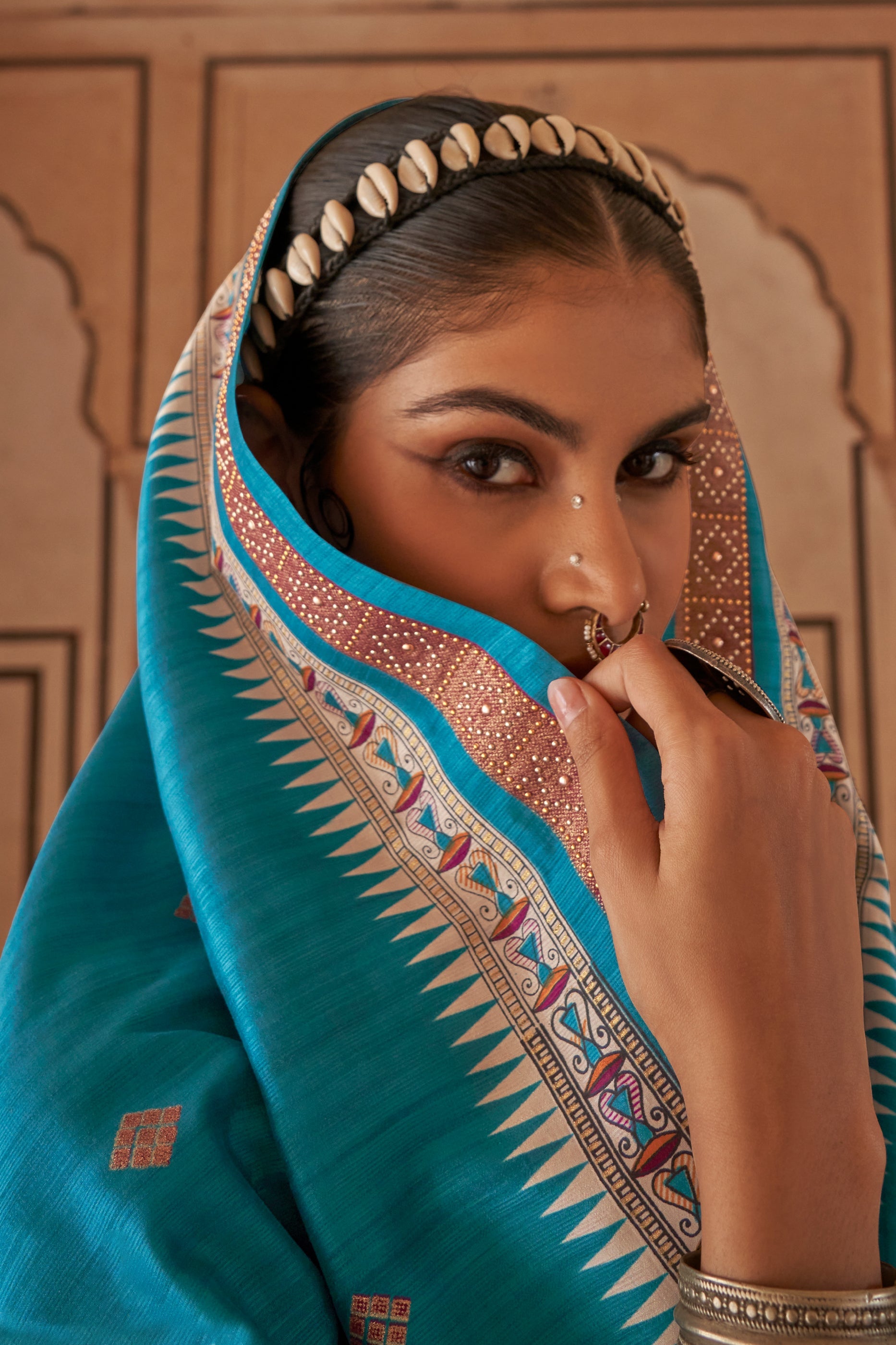 Cyan Blue Printed Viscose Silk Saree-SAR10087_2_SareeButa.com