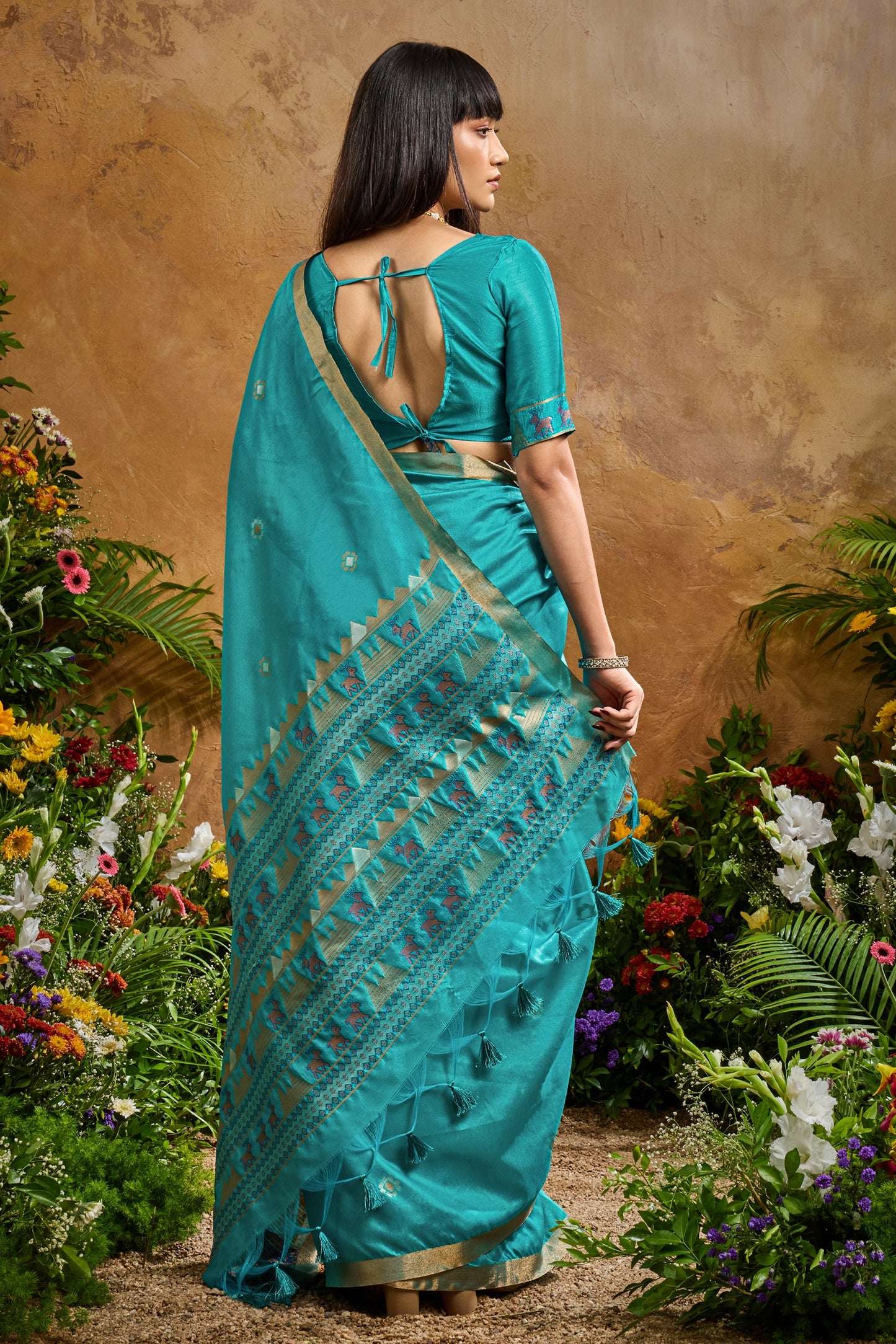 Cyan Blue Woven Tussar Silk Saree-SAR11909_5_SareeButa.com