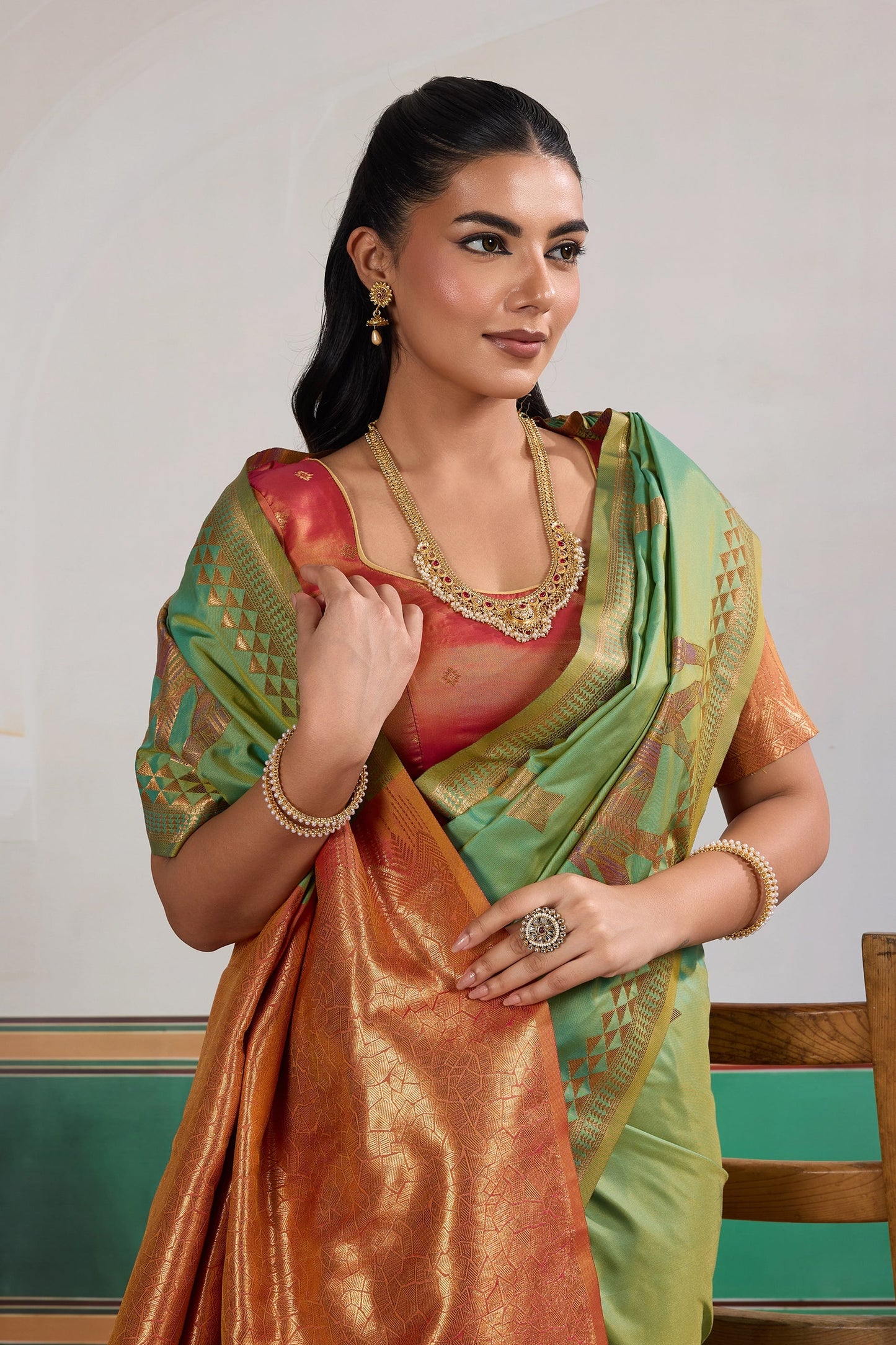Cyan Green Woven Silk Saree-SAR11470_2_SareeButa.com