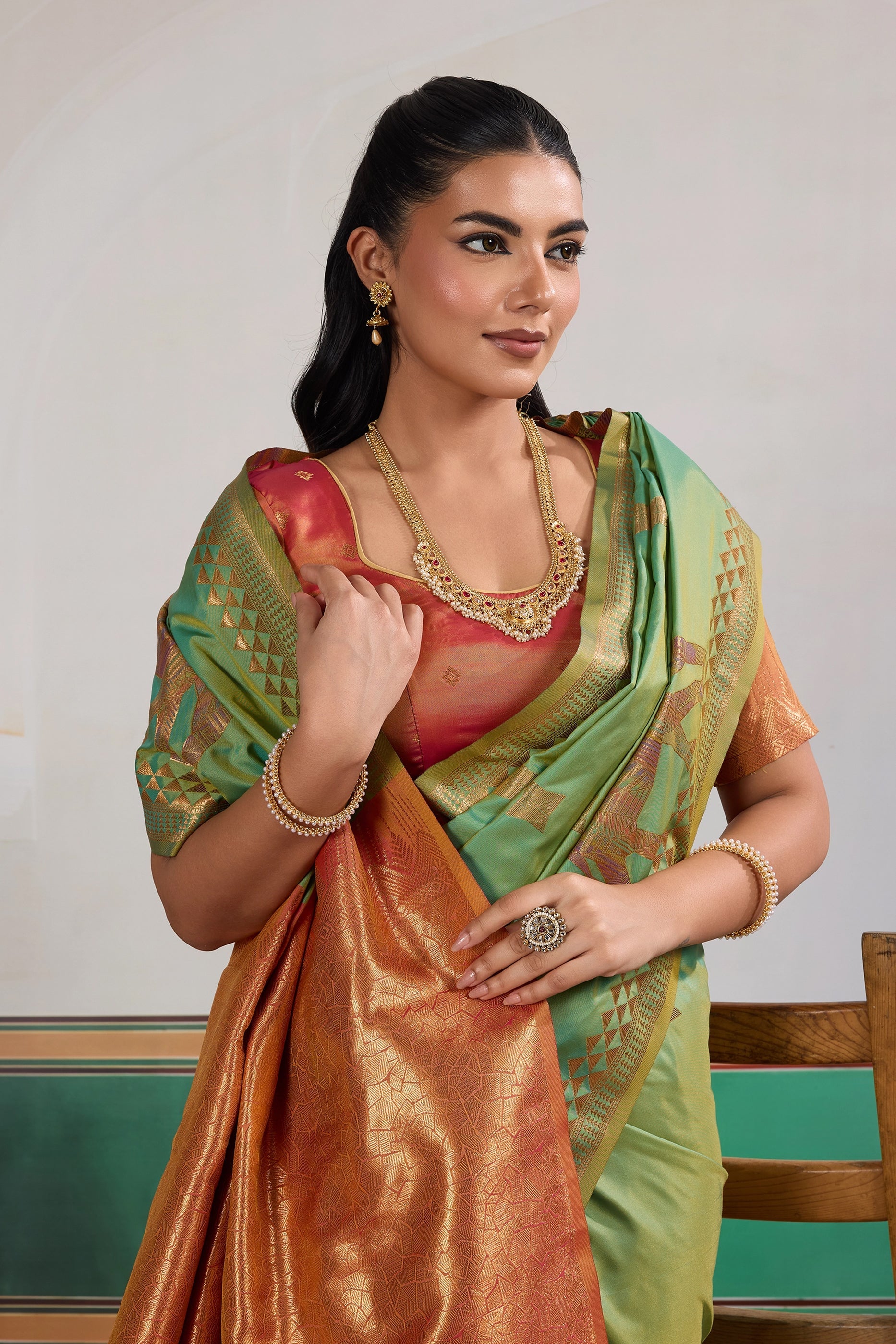 Cyan Green Woven Silk Saree-SAR11470_2_SareeButa.com