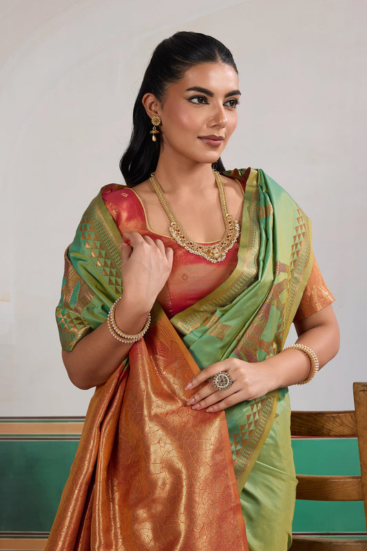 Cyan Green Woven Silk Saree-SAR11470_2_SareeButa.com