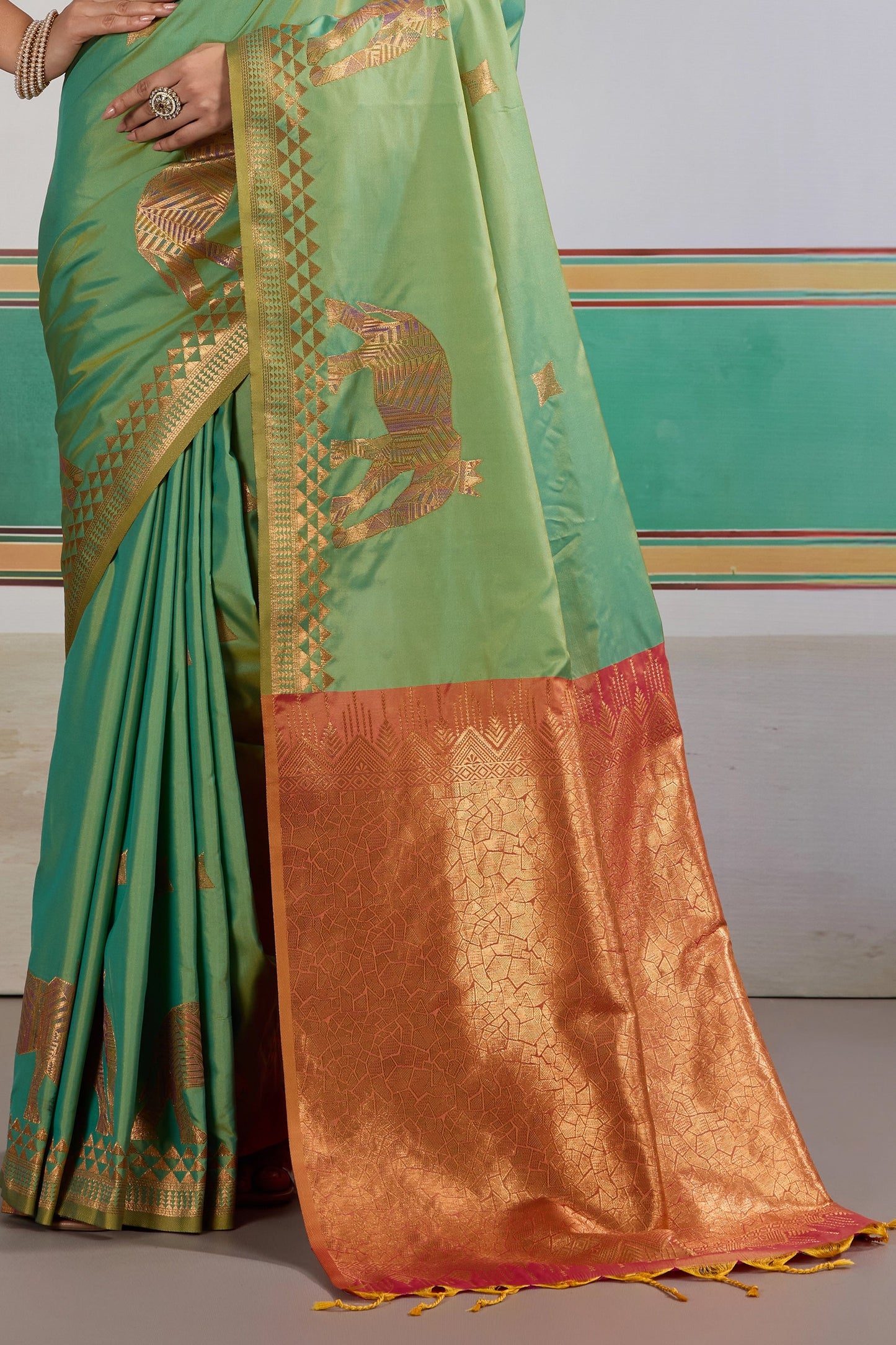 Cyan Green Woven Silk Saree-SAR11470_5_SareeButa.com