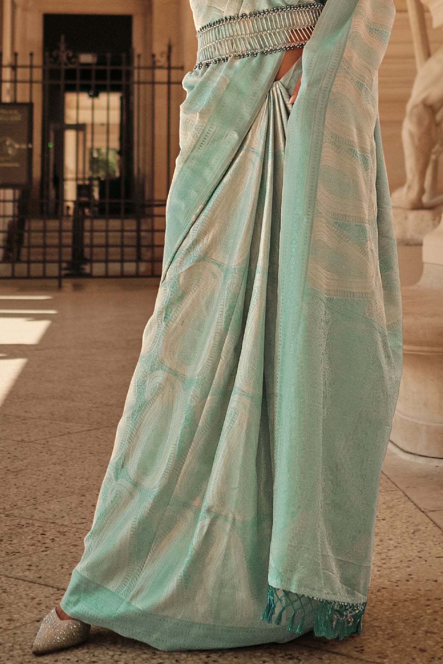 Cyan Woven Satin Saree-ZB134272_3_SareeButa.com