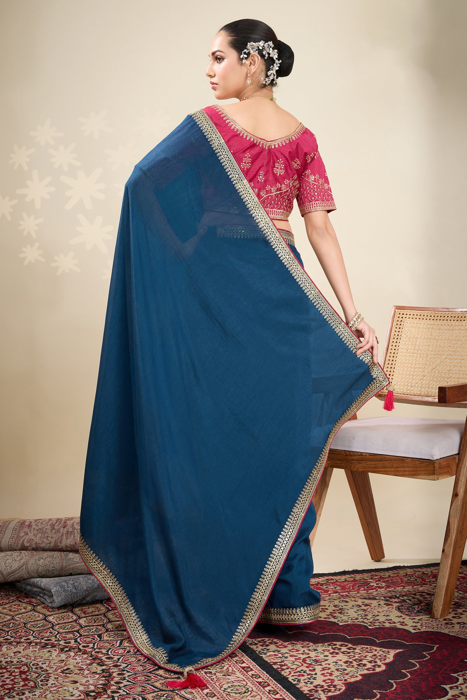 Dark Blue Embroidered Silk Saree-SAR10633_3_SareeButa.com