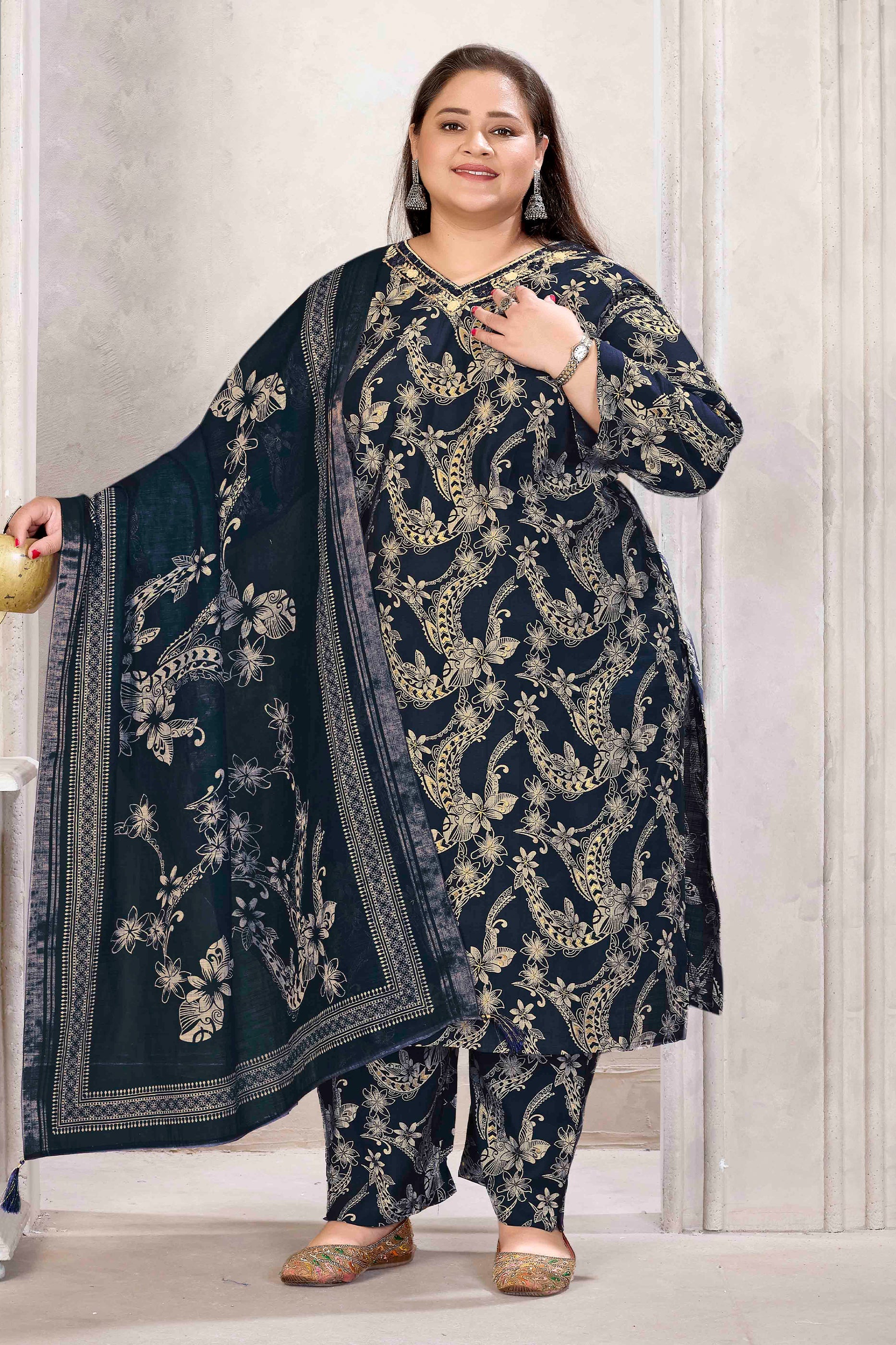 Dark Blue Readymade Viscose Suit-SAR11765_1_SareeButa.com