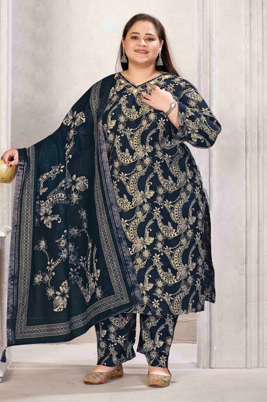 Dark Blue Readymade Viscose Suit-SAR11765_1_SareeButa.com