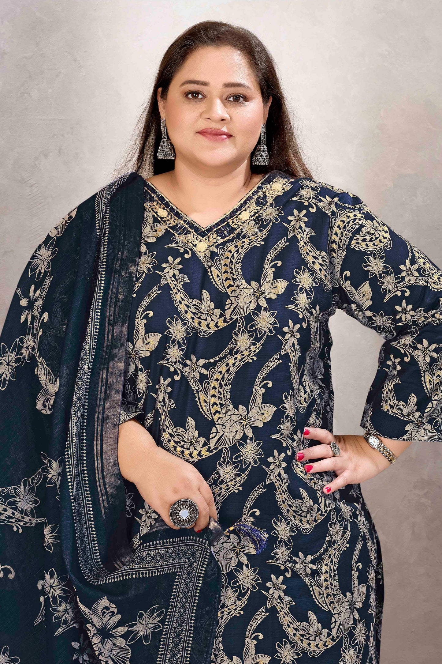 Dark Blue Readymade Viscose Suit-SAR11765_3_SareeButa.com