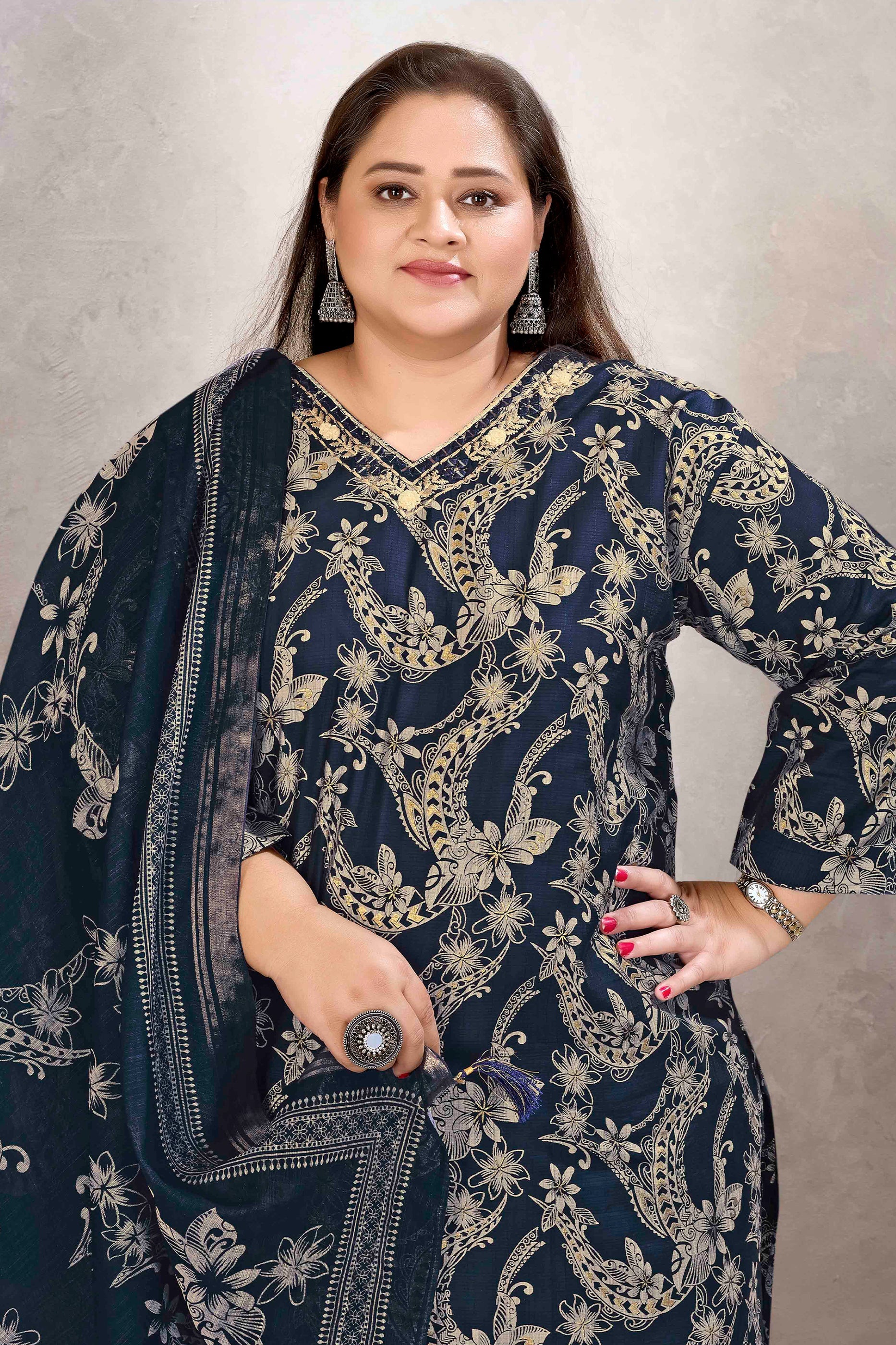 Dark Blue Readymade Viscose Suit-SAR11765_3_SareeButa.com