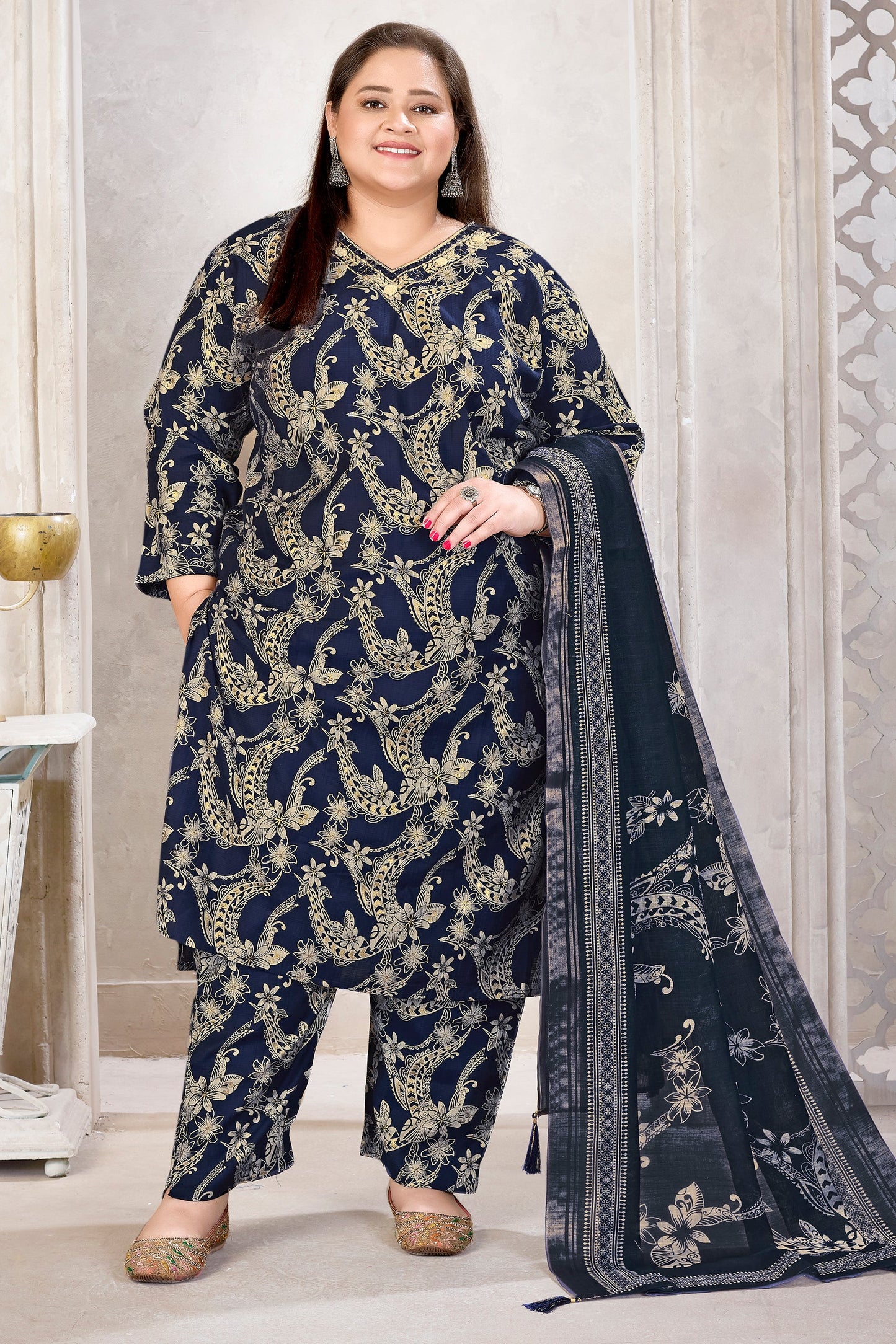 Dark Blue Readymade Viscose Suit-SAR11765_4_SareeButa.com