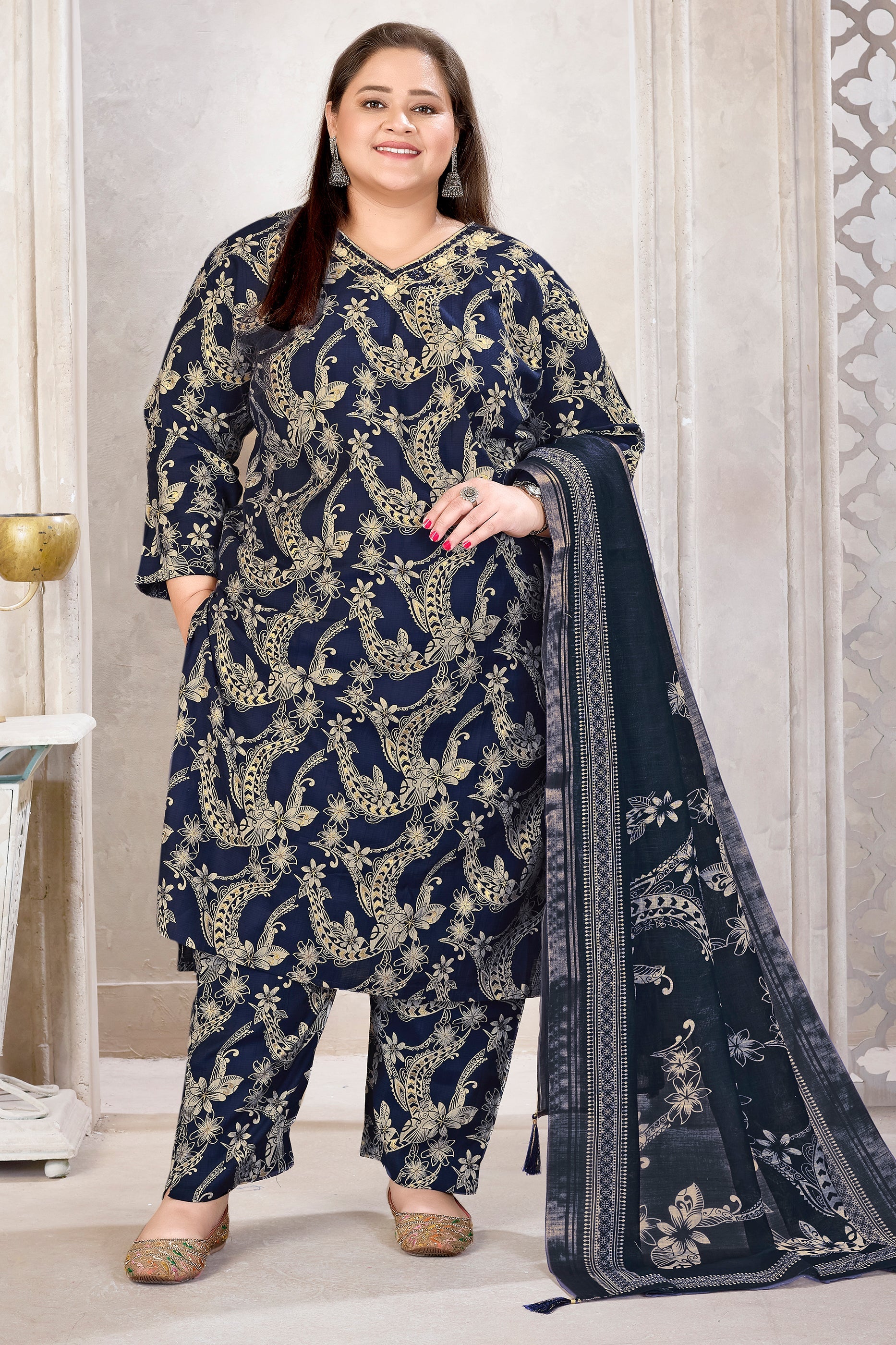 Dark Blue Readymade Viscose Suit-SAR11765_4_SareeButa.com