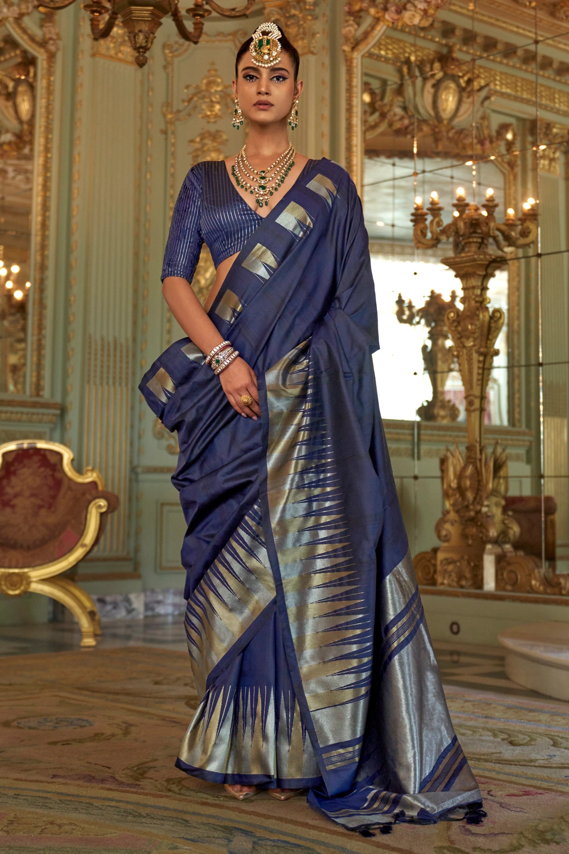 Dark Blue Woven Silk Saree-SAR11336_1_SareeButa.com