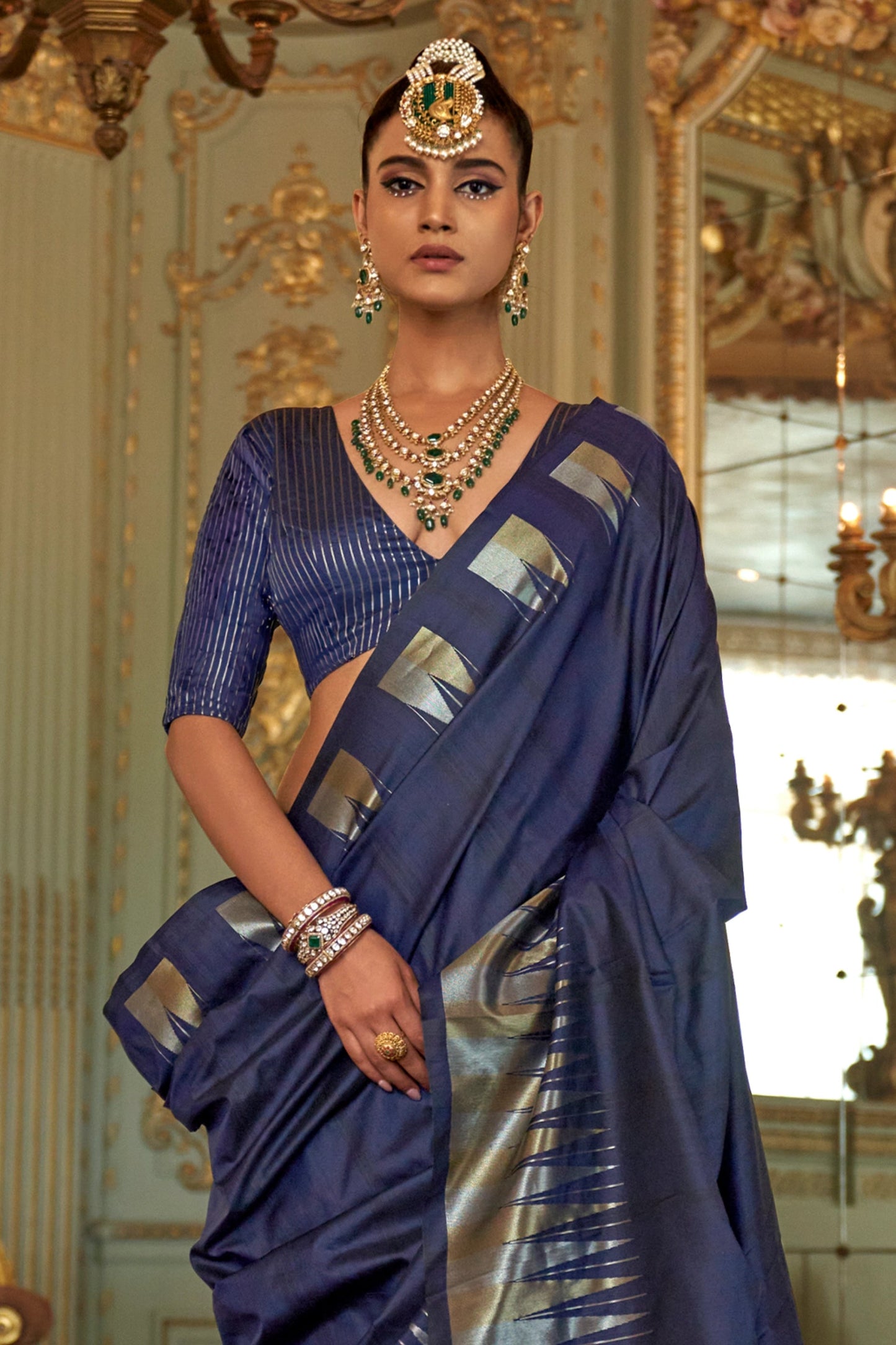 Dark Blue Woven Silk Saree-SAR11336_3_SareeButa.com