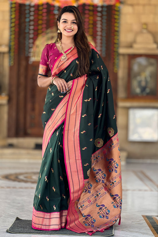 Dark Green Paithani Saree-ZB134867_1_SareeButa.com