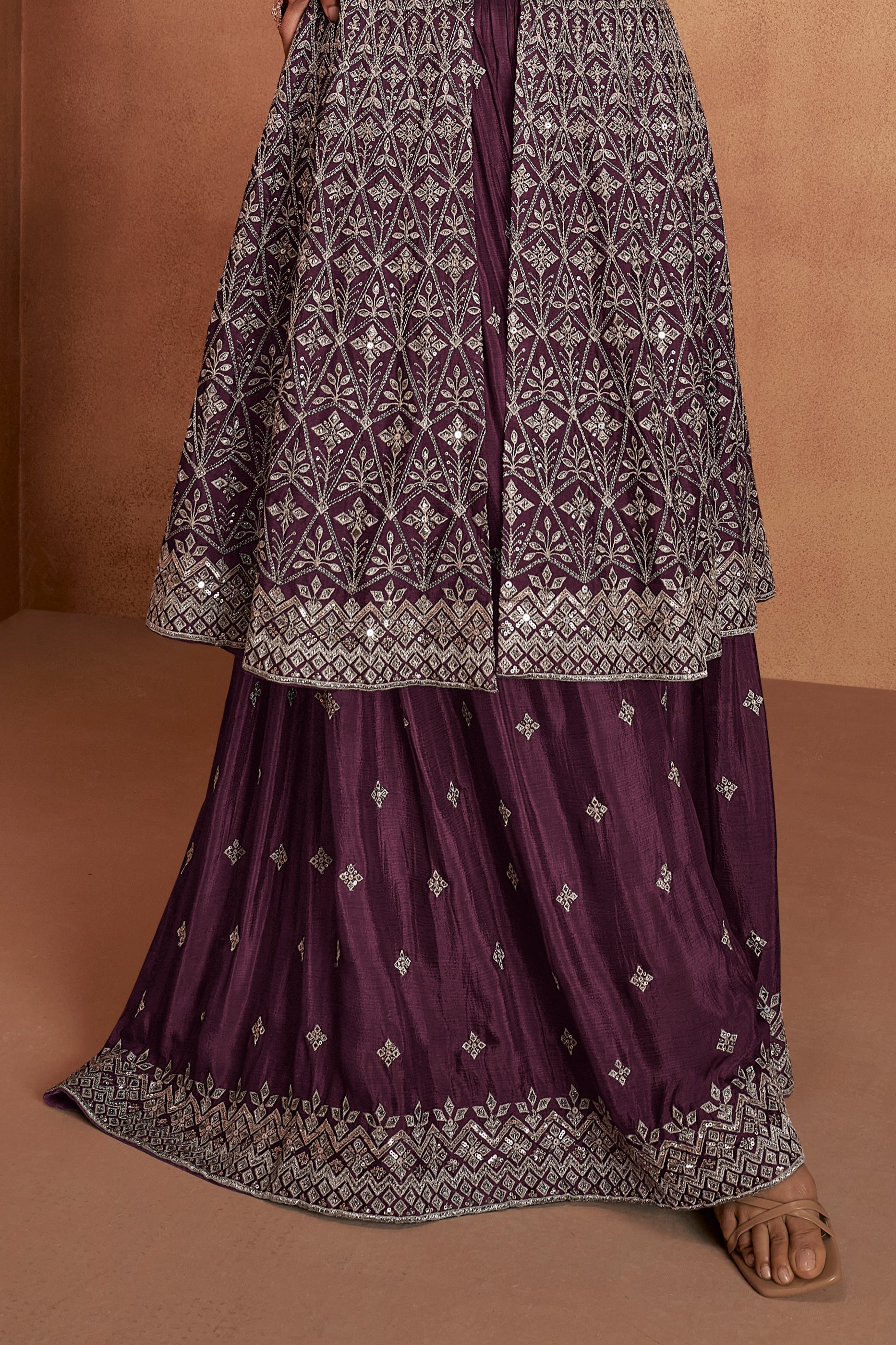Dark Purple Readymade Embroidered Chinon Suit-SAR10942_4_SareeButa.com