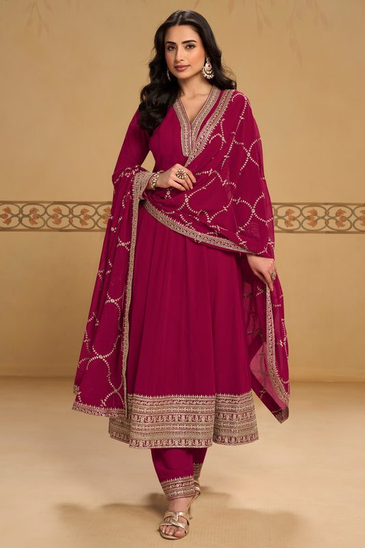 Deep Fuchsia Readymade Georgette Anarkali Suit-SAR13381_1_SareeButa.com