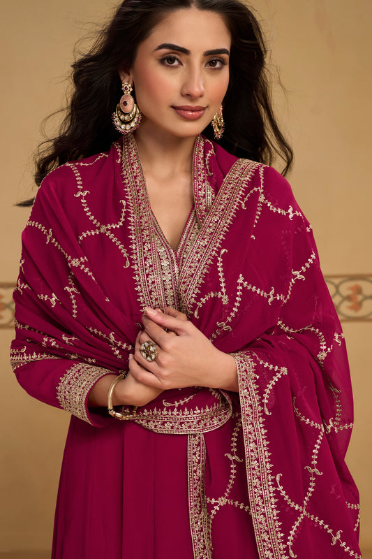 Deep Fuchsia Readymade Georgette Anarkali Suit-SAR13381_2_SareeButa.com