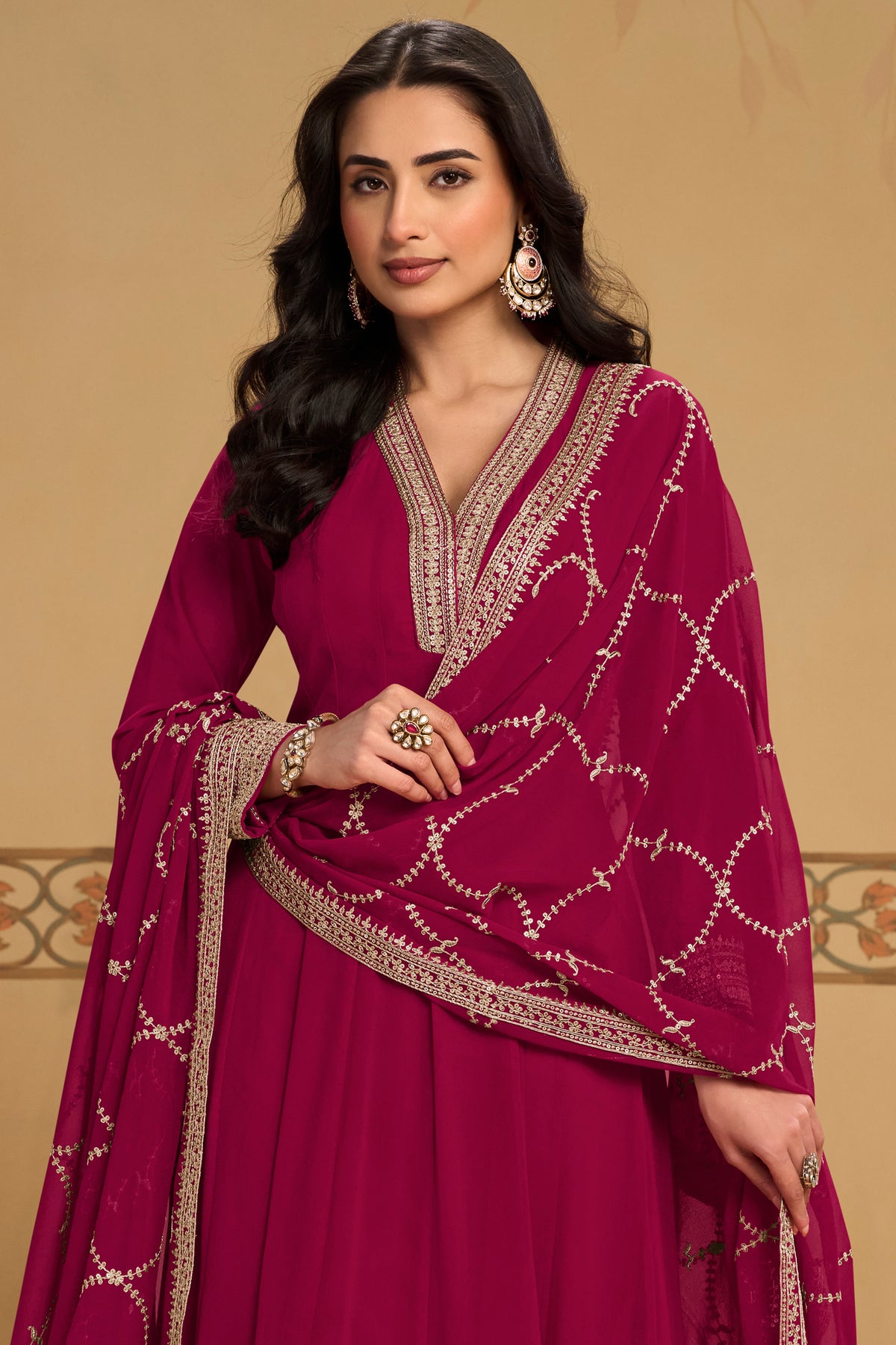 Deep Fuchsia Readymade Georgette Anarkali Suit-SAR13381_3_SareeButa.com