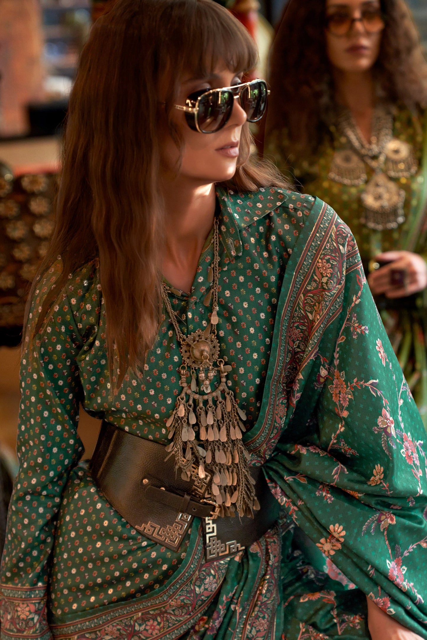 Deep Green Printed Silk Saree-SAR11303_2_SareeButa.com