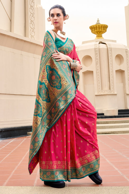 Deep Pink Woven Banarasi Saree-ZB134704_1_SareeButa.com