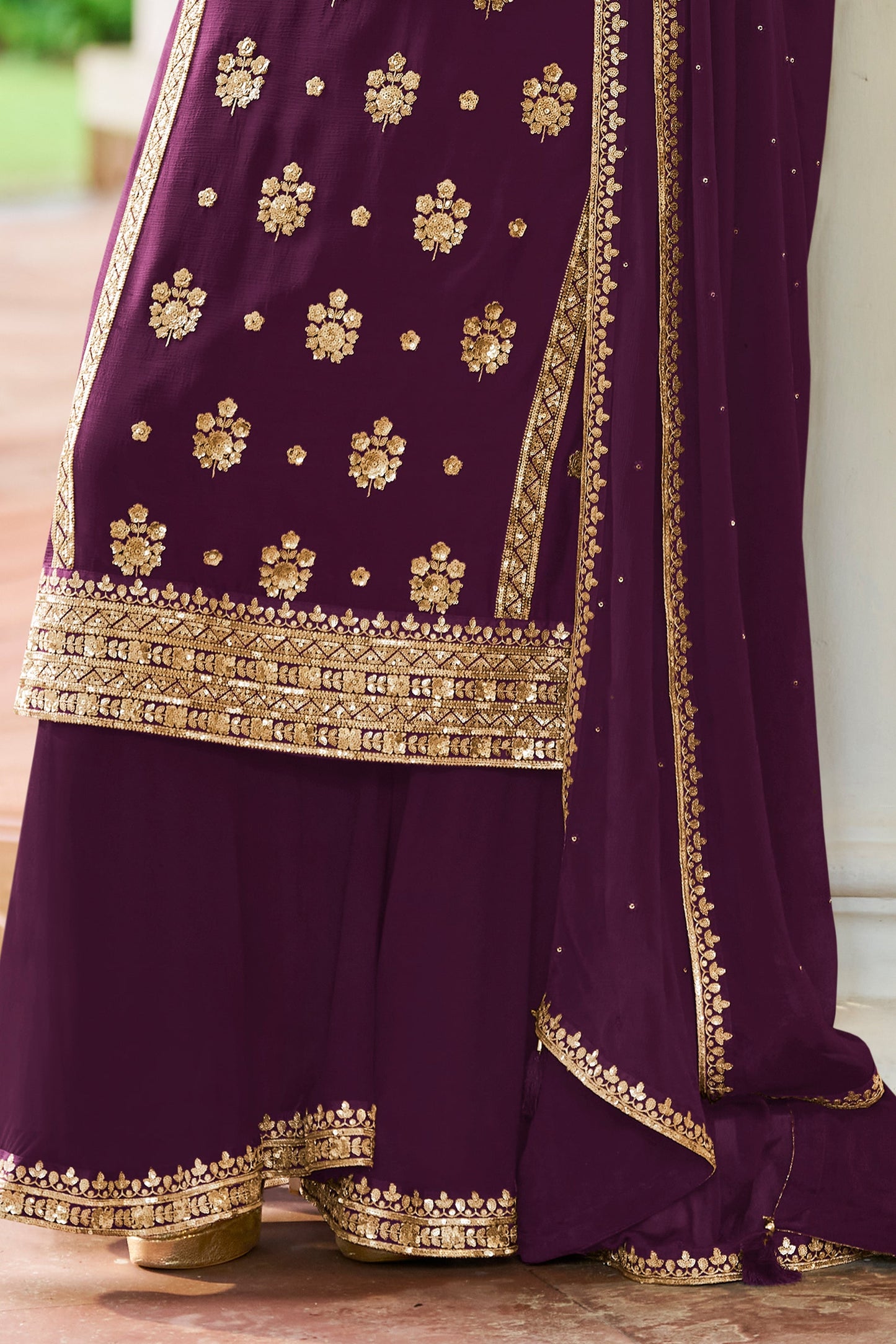 Deep Plum Readymade Embroidered Chinon Suit-SAR12137_4_SareeButa.com