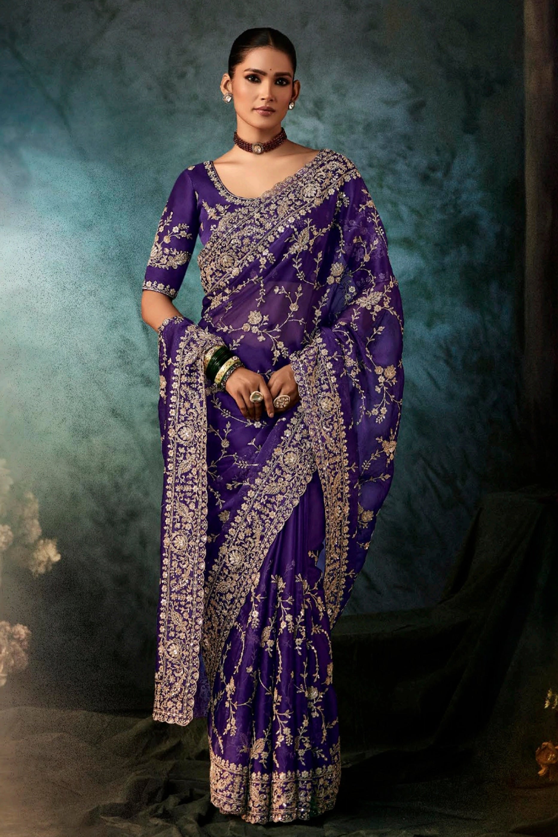 Deep Purple Embroidered Crepe Silk Saree-SAR11126_5_SareeButa.com