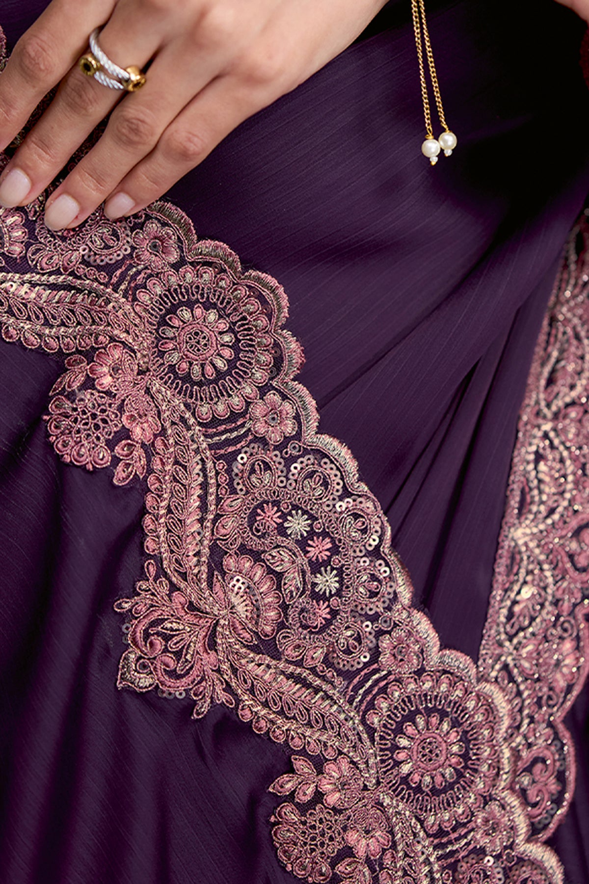 Deep Purple Embroidered Satin Chiffon Saree-SAR13278_3_SareeButa.com