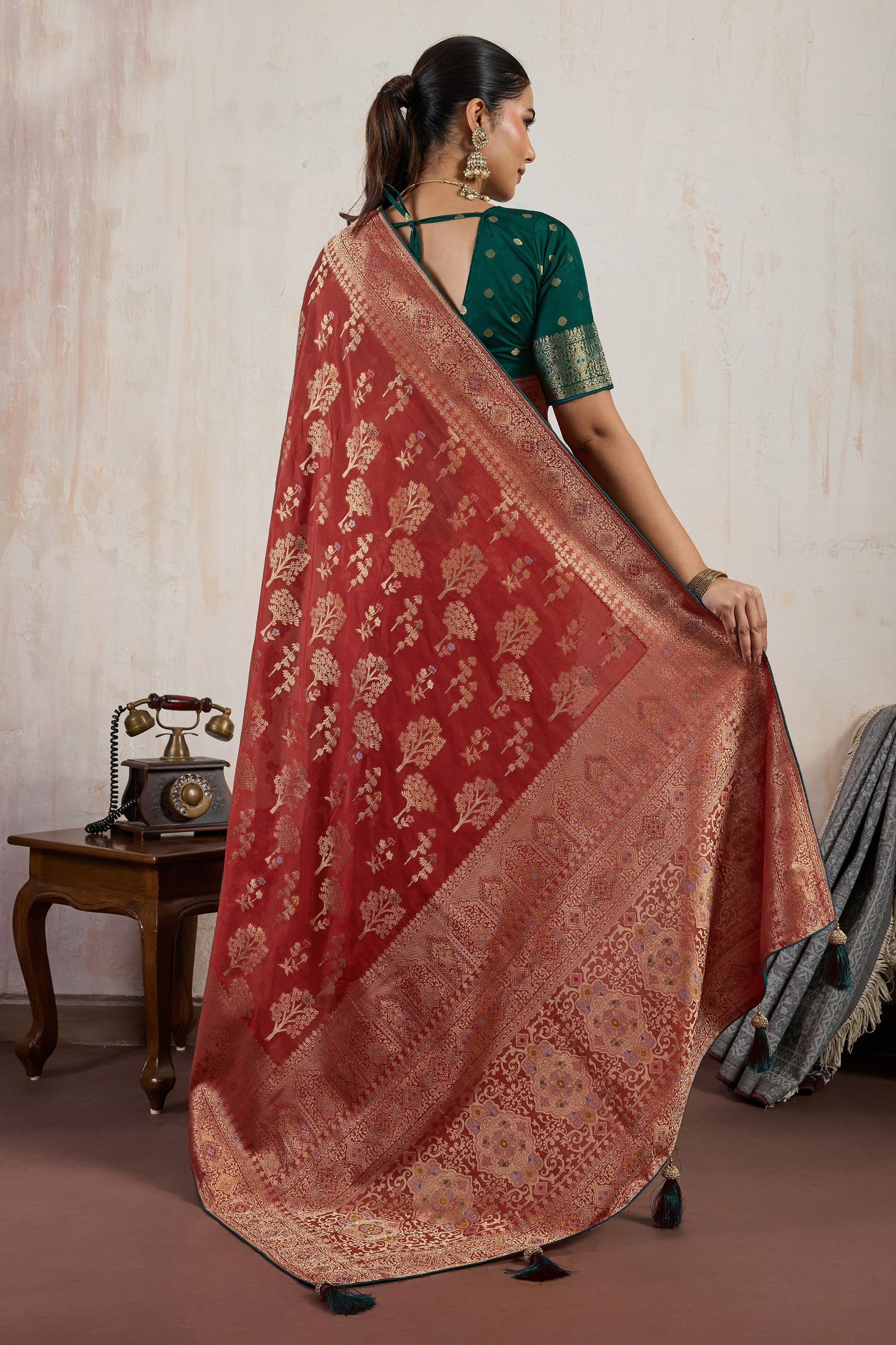 Deep Red Woven Soft Silk Saree-SAR10545_4_SareeButa.com