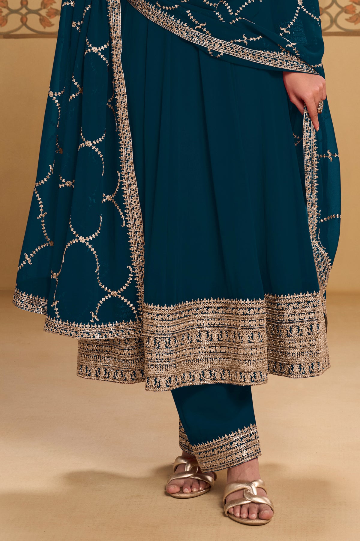 Deep Teal Readymade Georgette Anarkali Suit-SAR13382_4_SareeButa.com