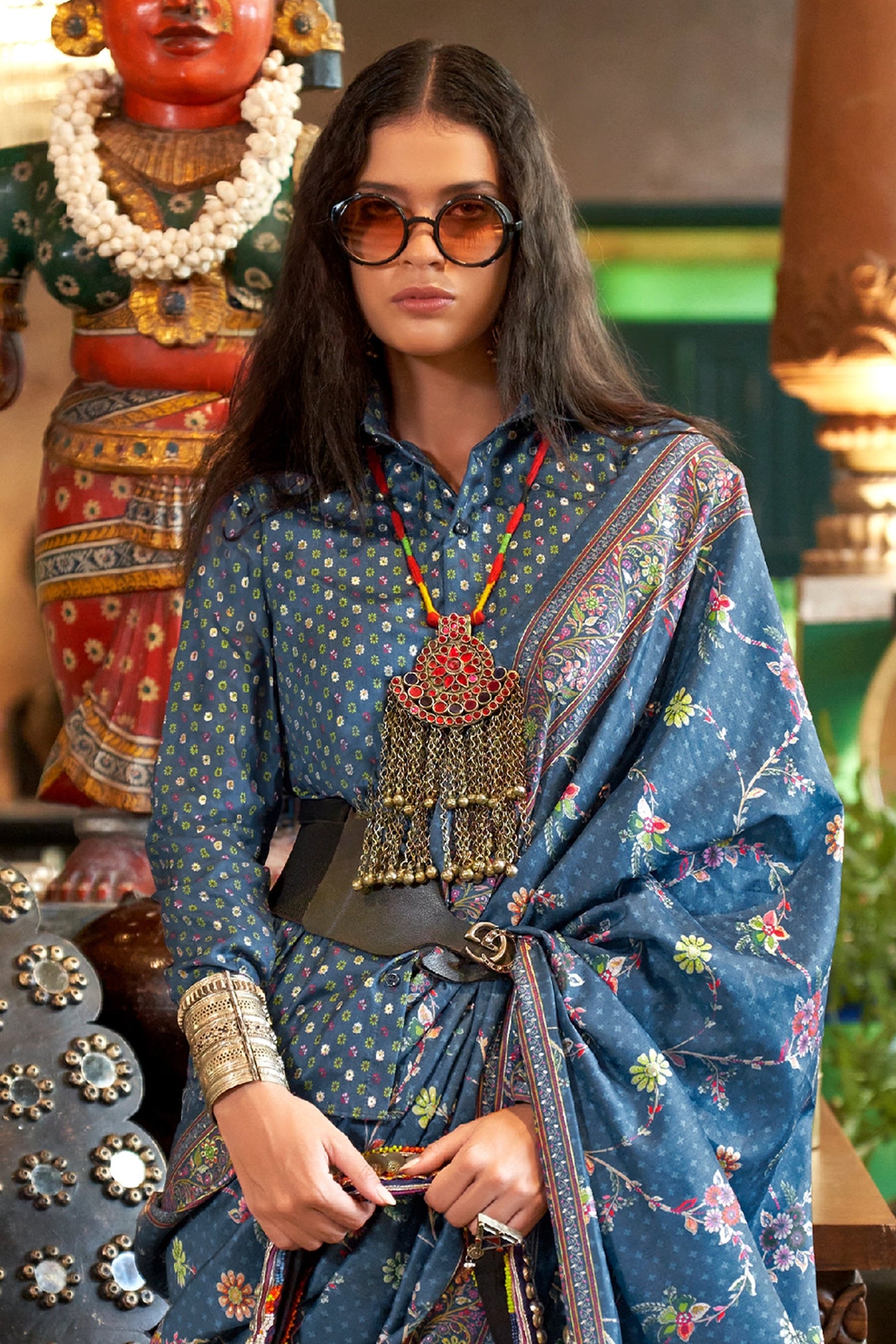 Grey Printed Silk Saree-SAR11299_3_SareeButa.com